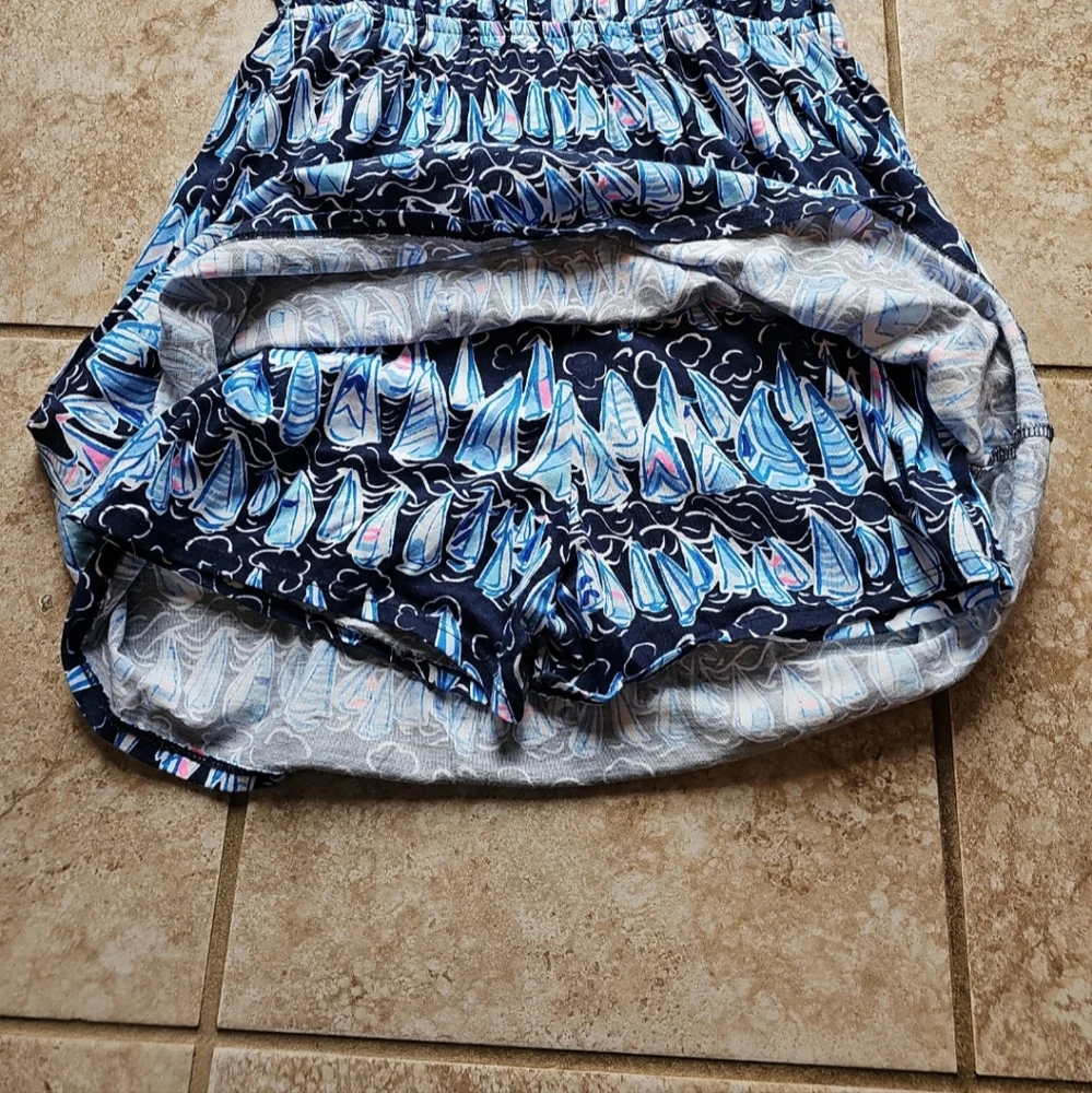 Lilly Pulitzer Navy and Light Blue Printed Mini Dress/Romper - Picture 9 of 11
